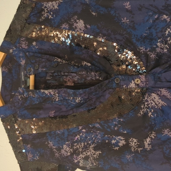 French Connection Y2K Sequin Adorable Night Out Blouse Layering Cap Sleeve Sz 10 - Picture 2 of 8